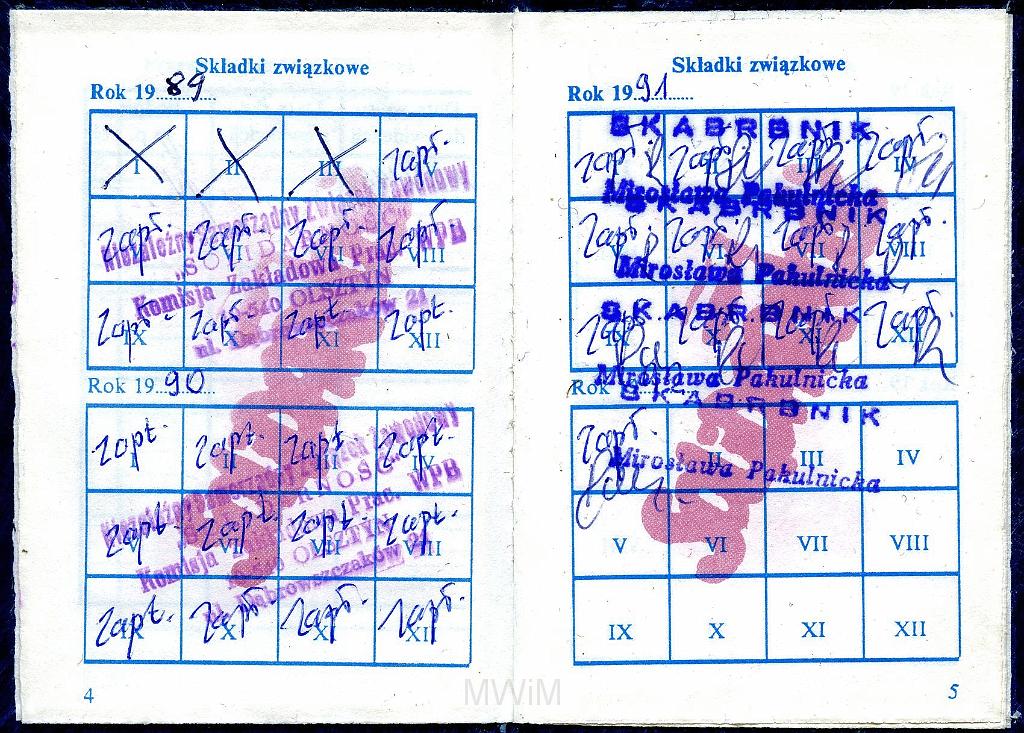 KKE 3270-4.jpg - Legitymacja Solidarność, Przewodniczący komisji zakładowej NSZZ "Solidarność Pracowników WPB", Jan Rutkowski, 1 kwietnia 1989 r.